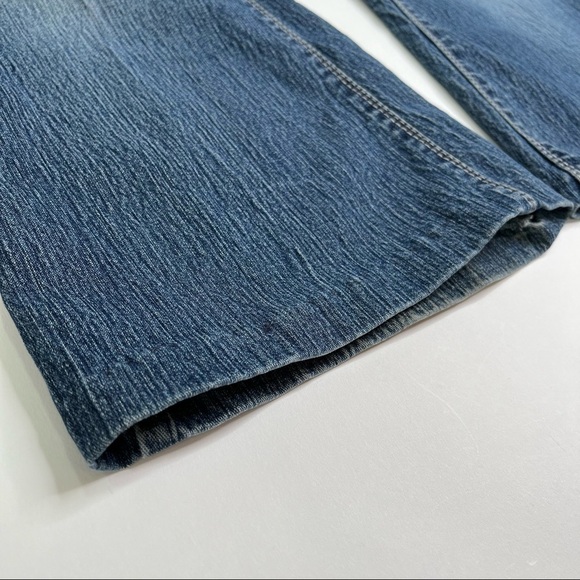 VINTAGE Y2K Foxy Jeans Farrah Super Flare Jean Blue Medium Washed Whisker Jeans - Picture 9 of 16